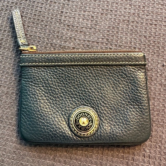 Dooney & Bourke Gray/Blue Leather Coin Purse/ID Holder Lightly Used - Picture 1 of 9